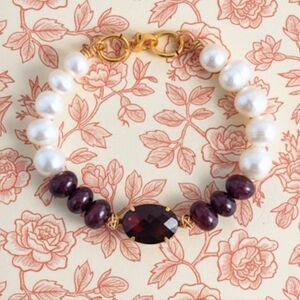 Genuine Rough Ruby 9 Carats And Freshwater Pearl Bracelet